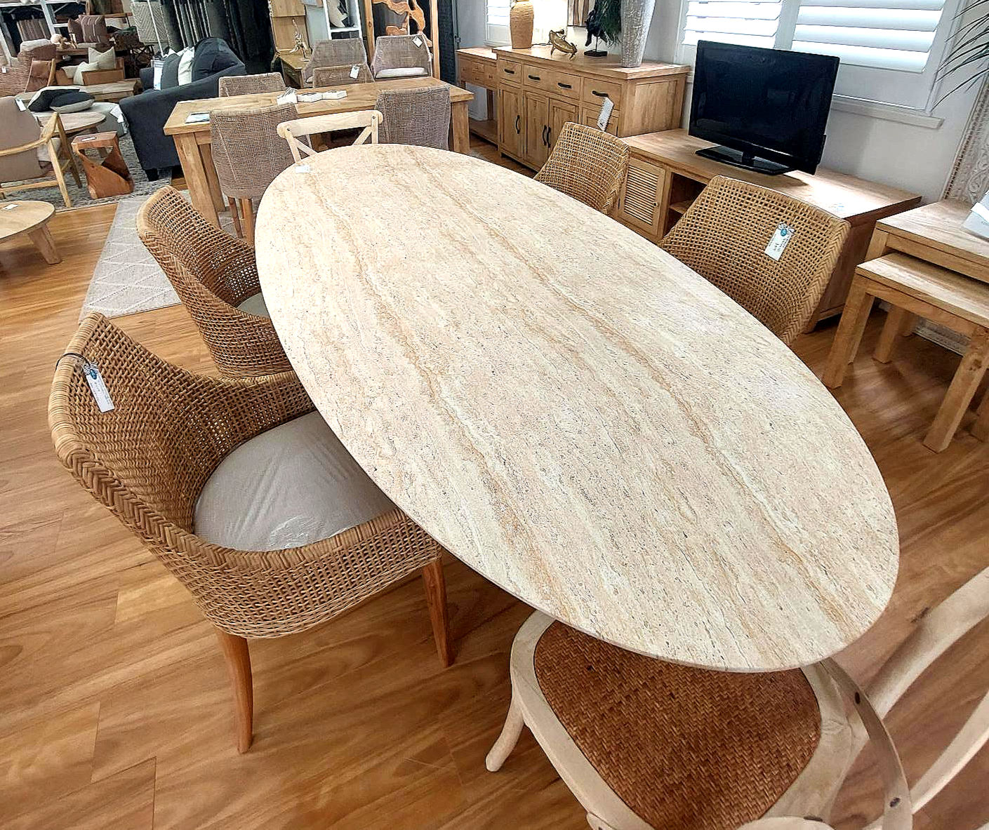 CORSICA MAGNESIUM OXIDE OVAL DINING TABLE 240CM