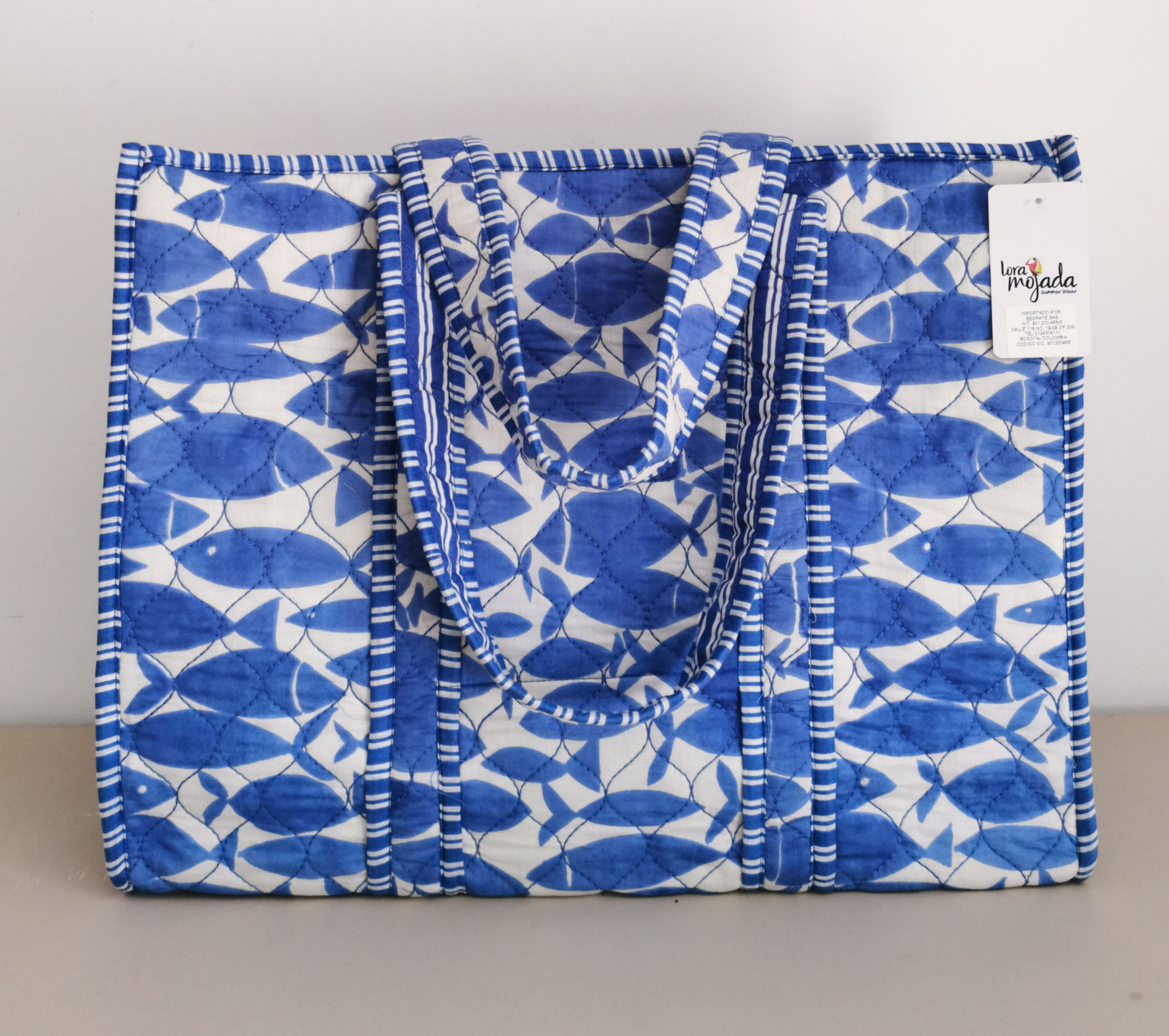 Bolso Playero Peces Azules 