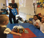 testing a space base with an air cannon in a primary year 1 materials workshop
