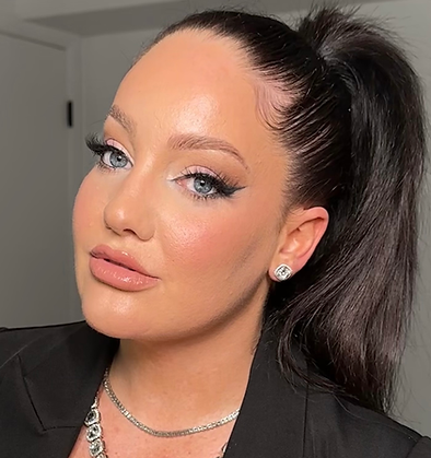 Brunette woman with glam makeup