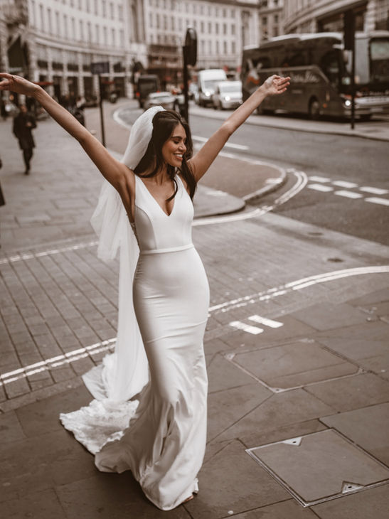 London bride wearing Made with Love Bridal at Mayfair’s Love Bridal in London