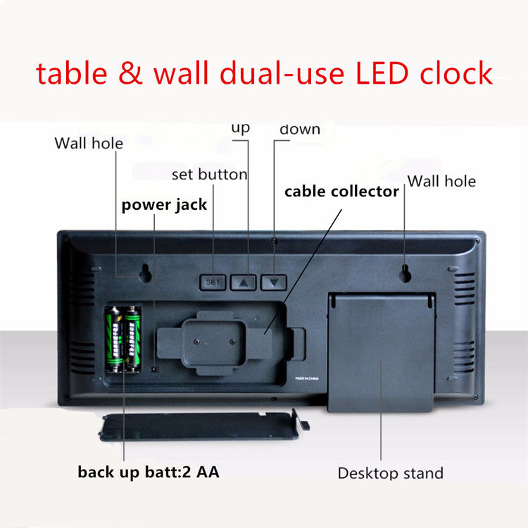 Thumbnail: Desktop & Wall mounted large digital display LED clock calendar