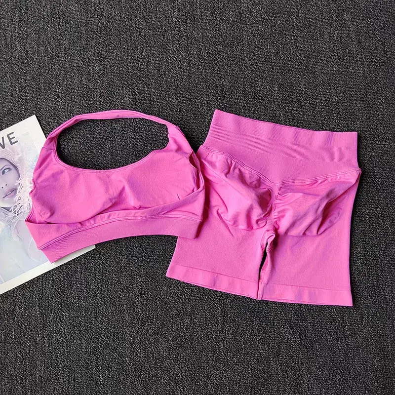 Thumbnail: Halter sports bra and shorts