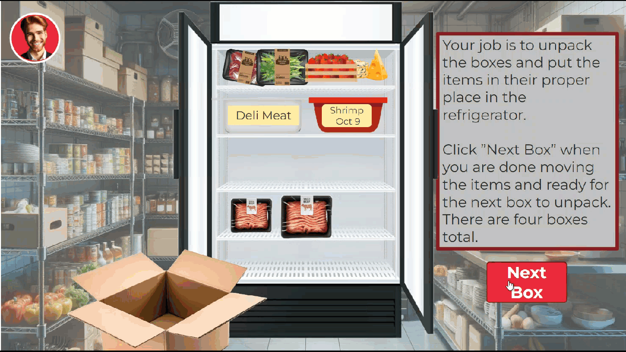 Drag and drop food storage interaction