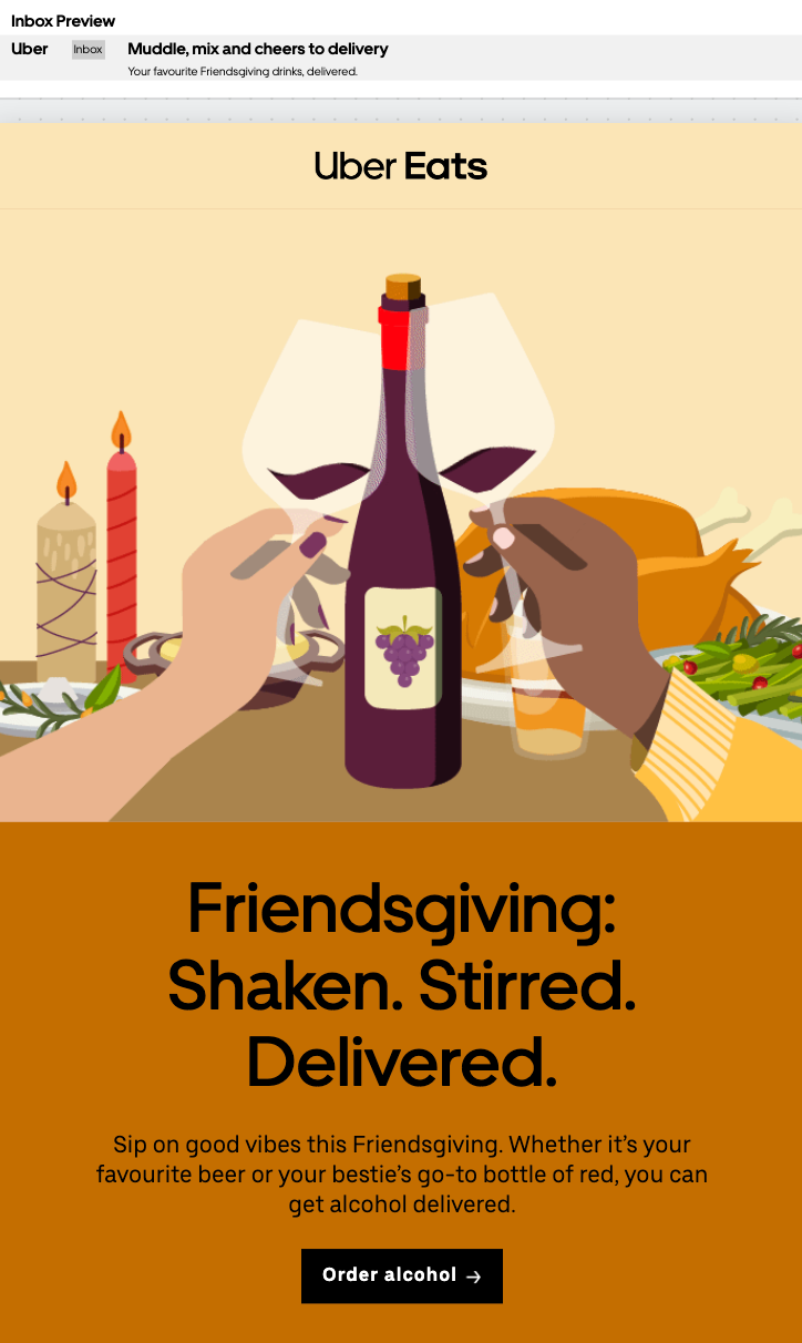 Uber Eats: Friendsgiving alcohol delivery