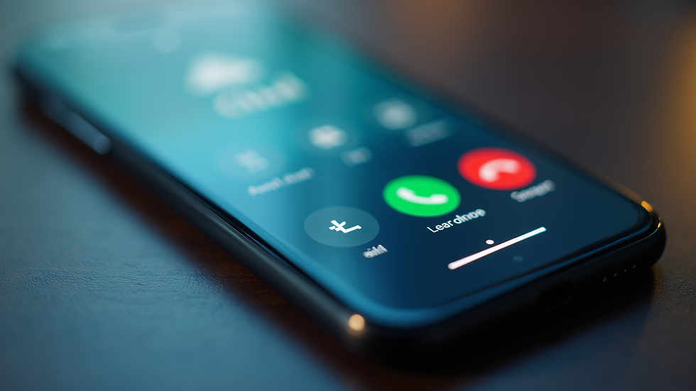 Close-up view of a smartphone screen showing a call interface of a cloud-based phone system