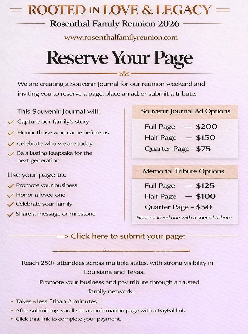 Questions Email Rosenthalfamilyreunion2026_gmail.com Call or text (678) 656-2892..png