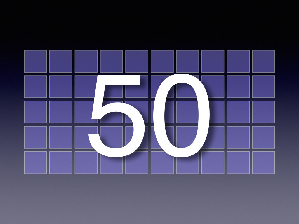 Purple blocks with the text "50" in front
