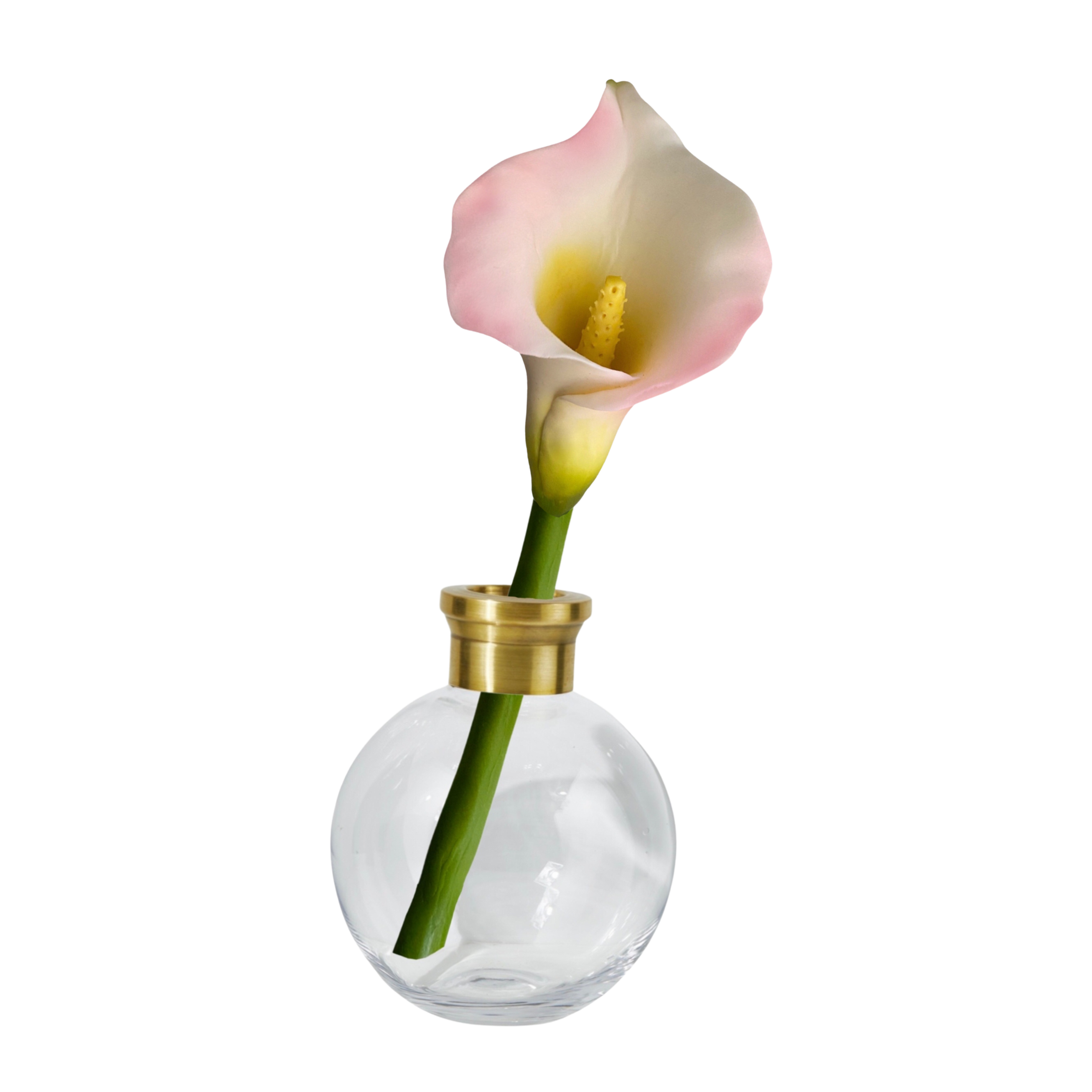 CALLA LILY IN A GLASS GOLD SPHERE