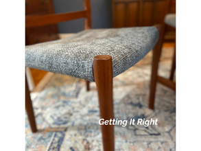 Reupholstered dining chair in the perfect fabric in the right color