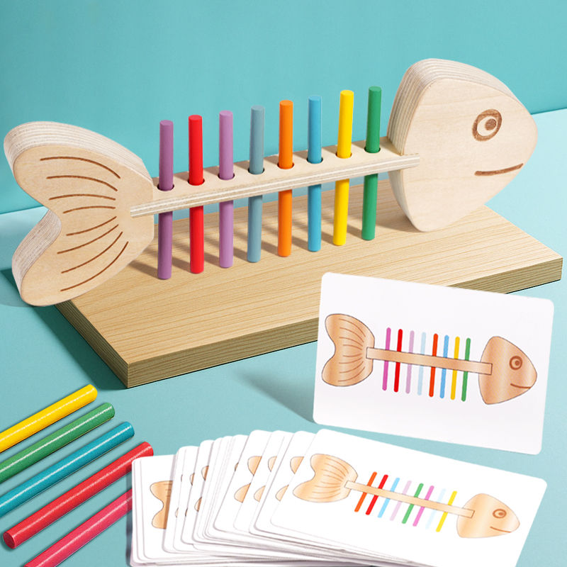 Montessori Color Matching Sensory Toys Wooden Balance Stick Fine Training Game P
