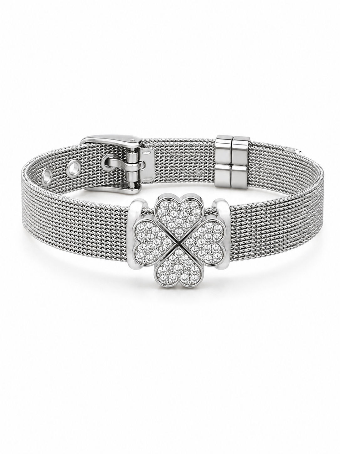 Pulseira Trevo da Sorte em Aço Inox 316L