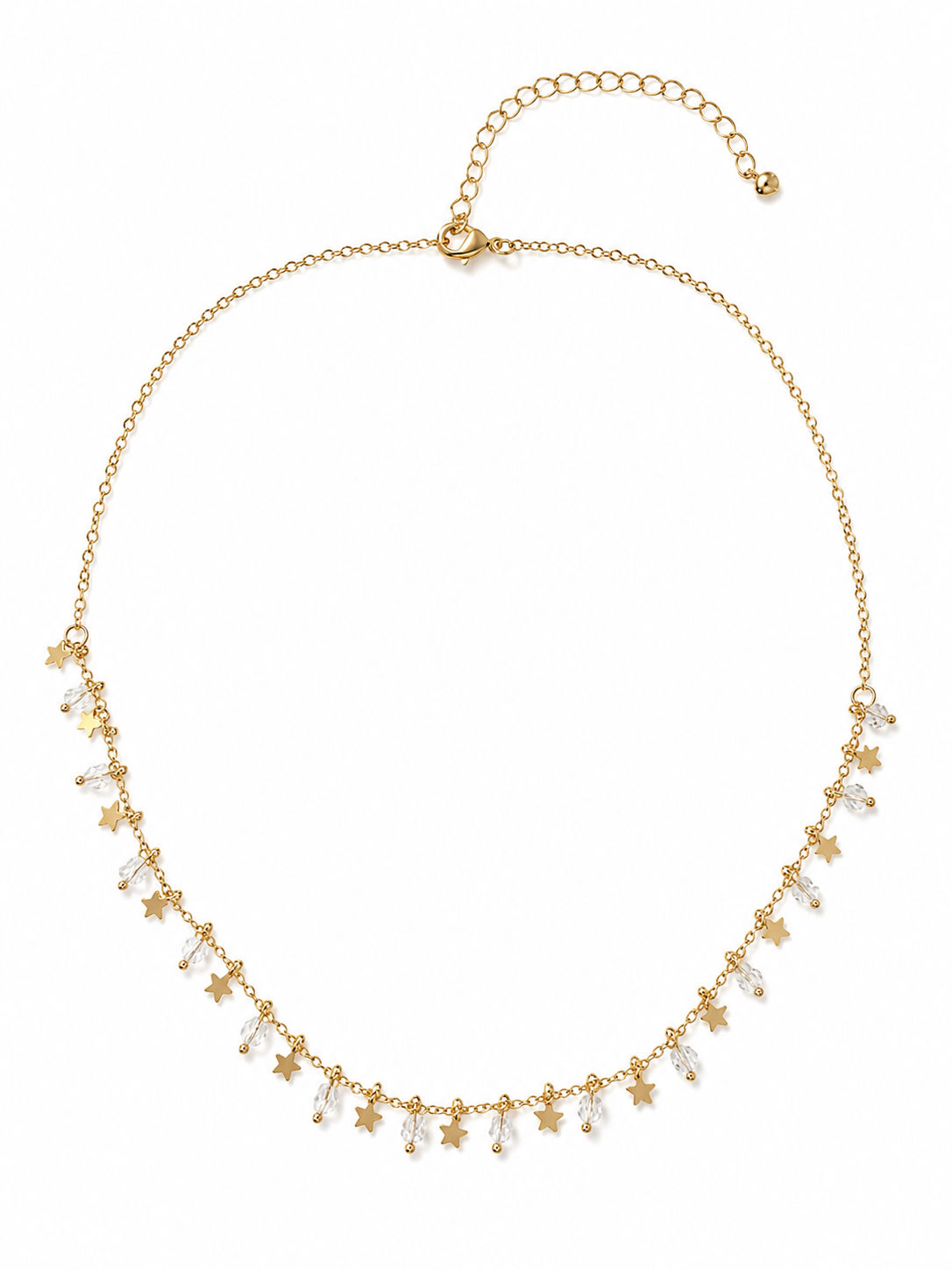Choker Folheada Estrelas e Cristais