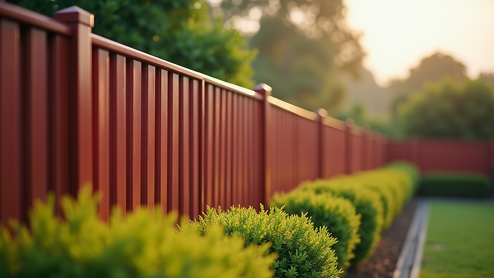 Close-up view of a well-maintained Colorbond fence in a garden setting