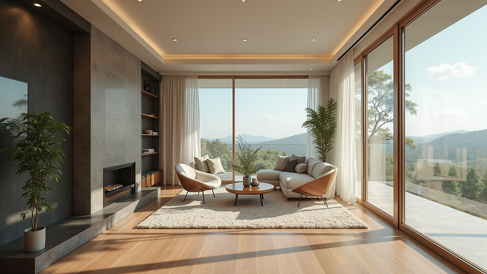 Vista de un hogar moderno con tecnología inteligente