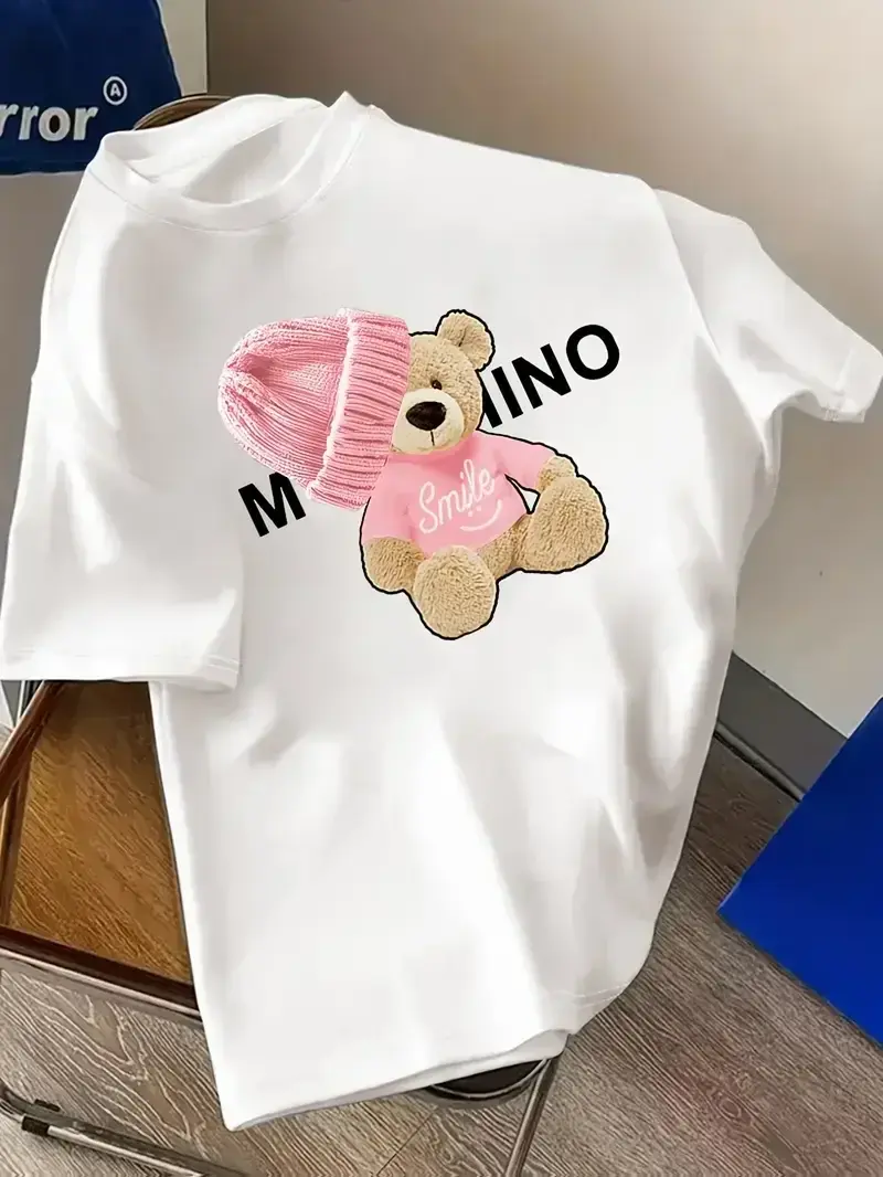 Miniatura: Camiseta Bear Print Y2K - Estilo Nue Ninguém Tem . Garanta já !