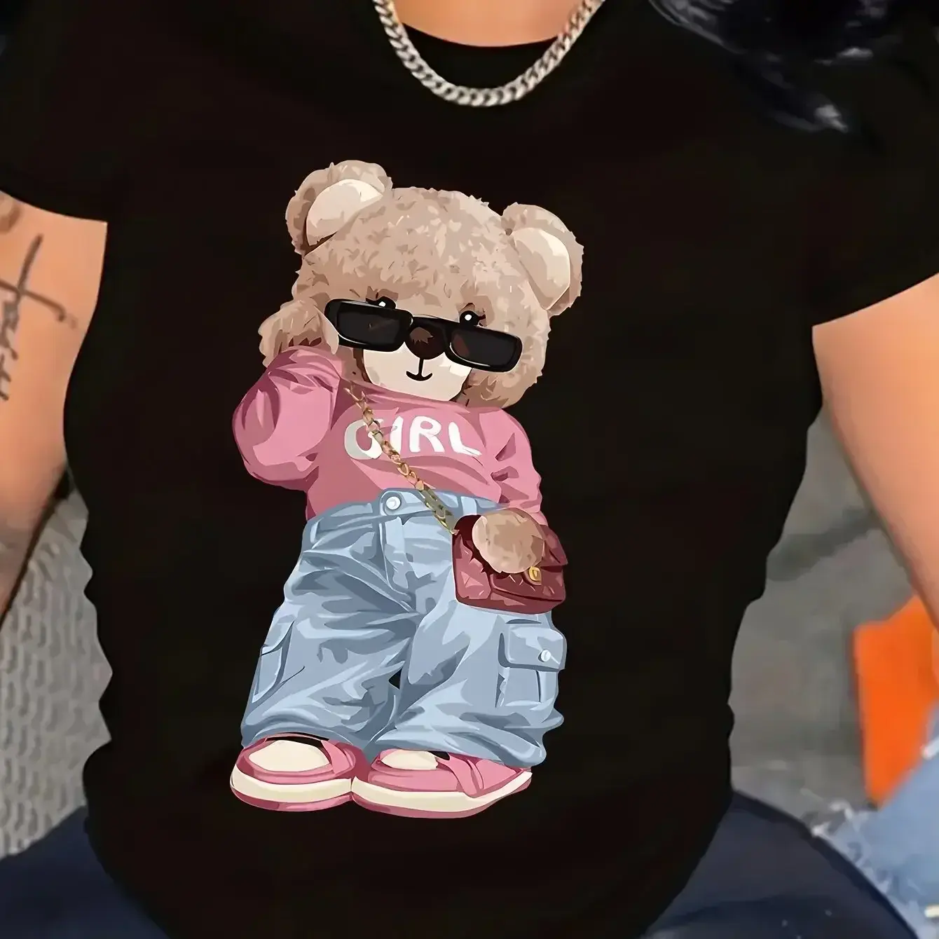 Camiseta Bear Print Y2K - Estilo Nue Ninguém Tem . Garanta já !