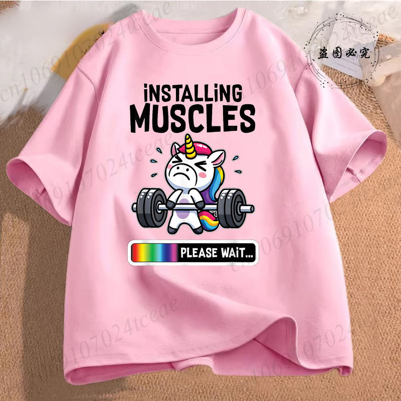 Miniatura: Camiseta “Installing Muscles” – Unicorn Gym Style