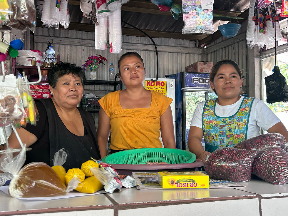 Marta, Rosa, and Karen at Marta's food stand in Tonacatepeque, El Salvador.