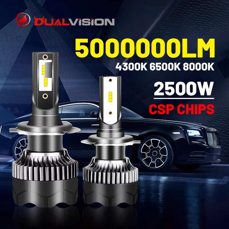 Dualvision H4 LED Headlight 5000000LM 2500W LED H7 H1 H11 H8 H9 9005 9006 HB3 HB