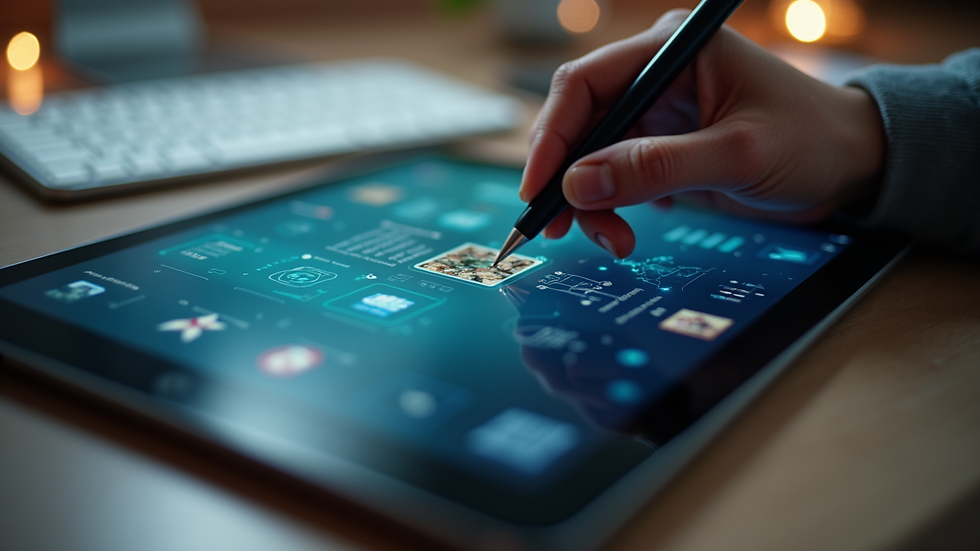 Close-up view of a user interface design on a tablet