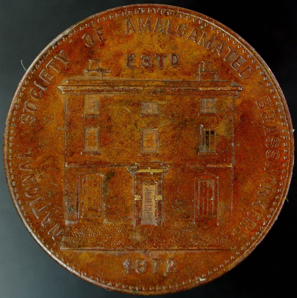 1890 National Society of Amalgamated Brassworkers Medal 39mm B3404 Rare. Bronze