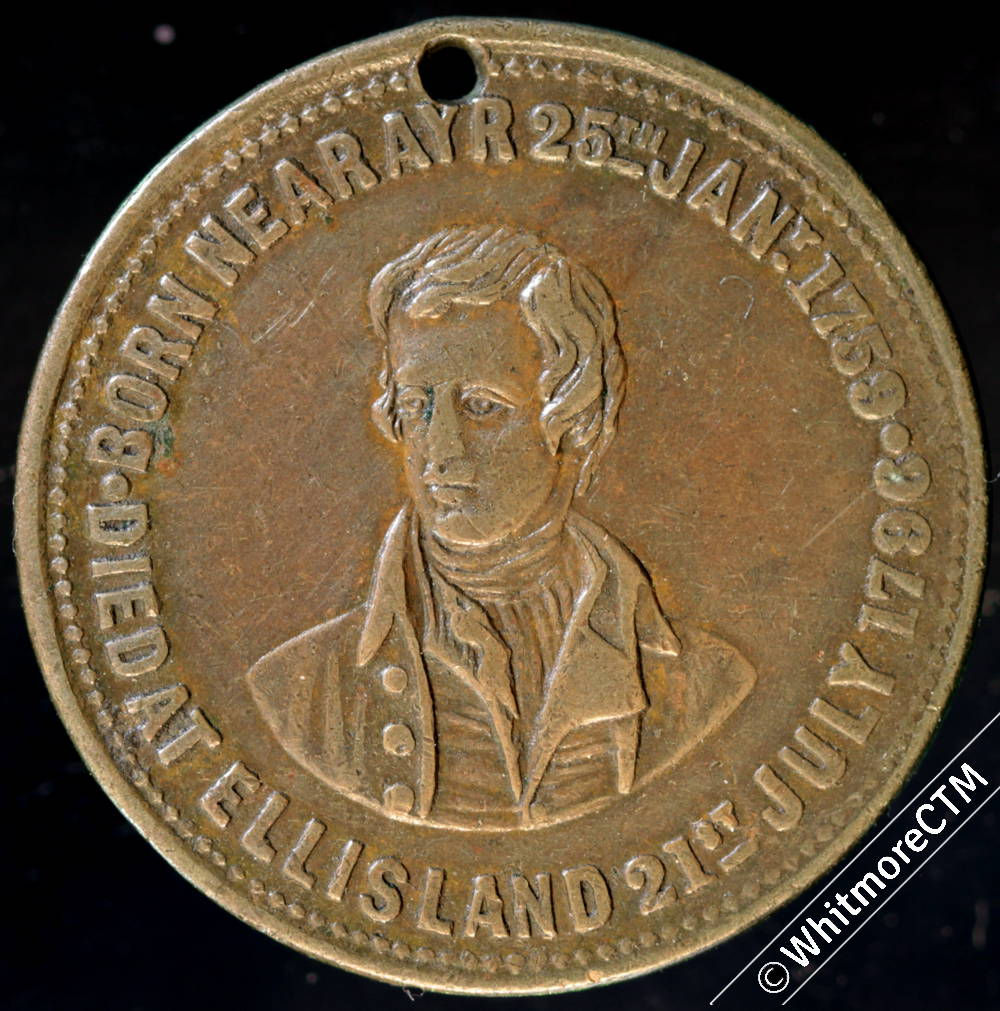 Dundee 1880 Unveiling of the Robert Burns statue Medal 27mm Bronze