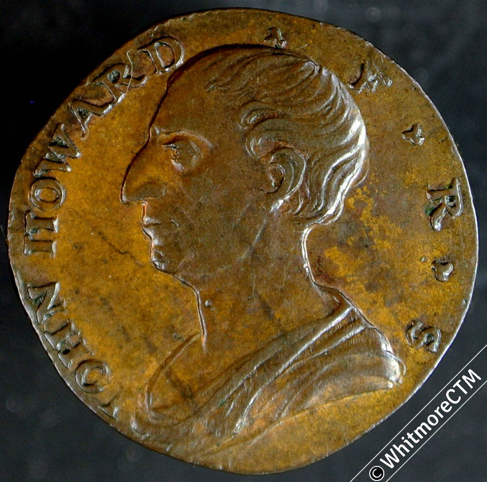 18th Century Farthing 1792 Birmingham 481a John Howard - Plain edge