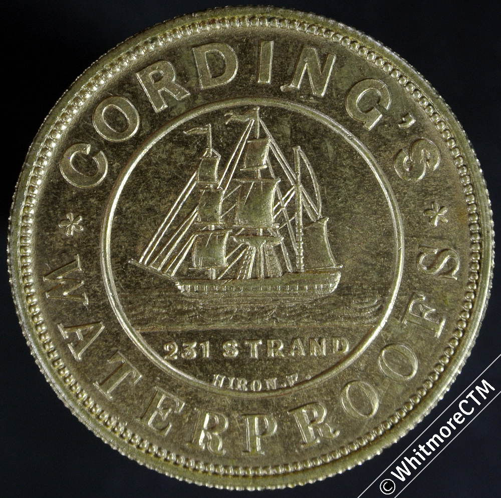 London Token 32mm Cording’s Waterproofs Warranted for all climates.  Hiron Brass