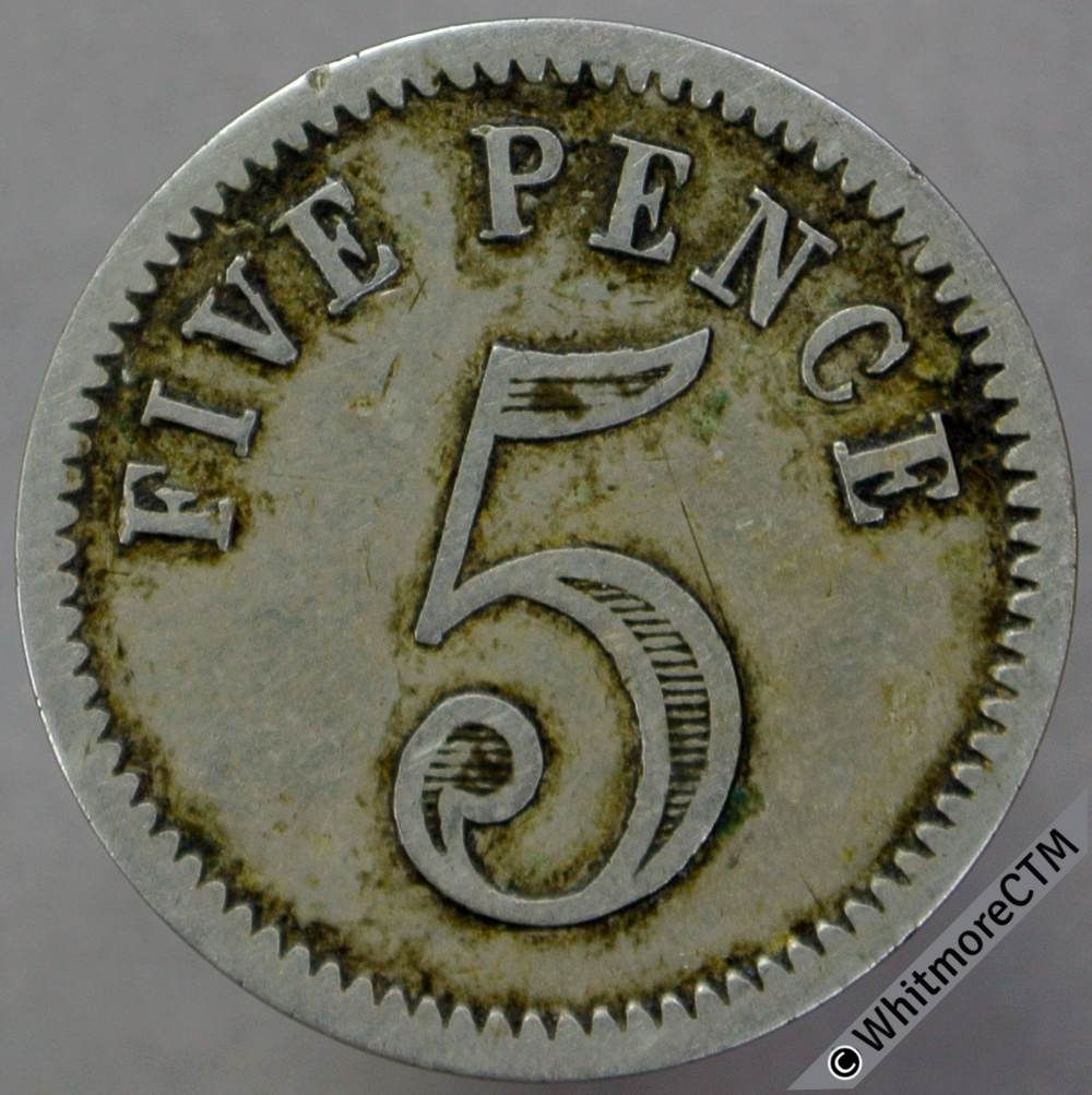 Value Stated Token 5 - Five pence 23mm By W.J.T. - 10 Red Lion St. Holborn.