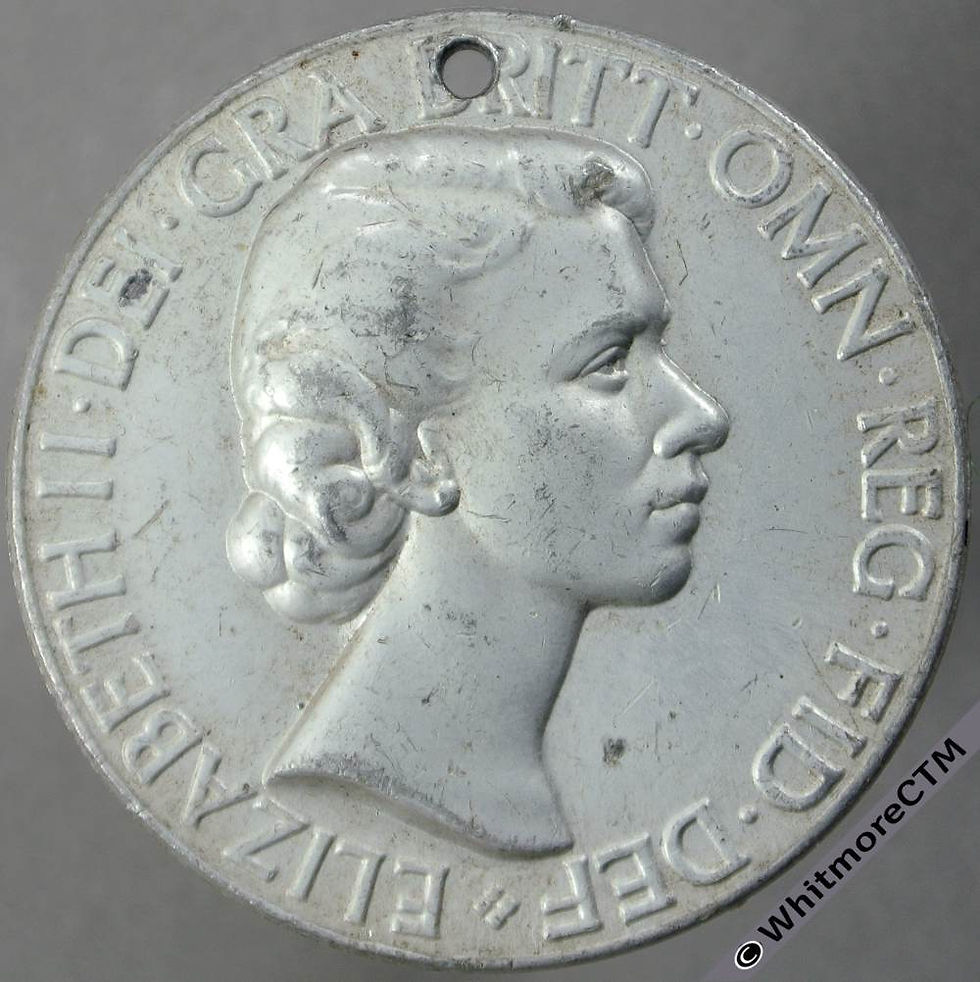 1953 West Hartlepool Queen Elizabeth II Coronation Medal 35mm WE8055H pierced - obv