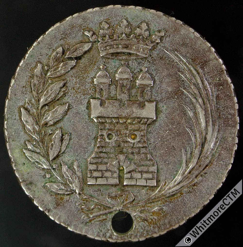 Spain Algeciras 1834 Isabel II Proclaimed Medal 26mm Silver Pierced