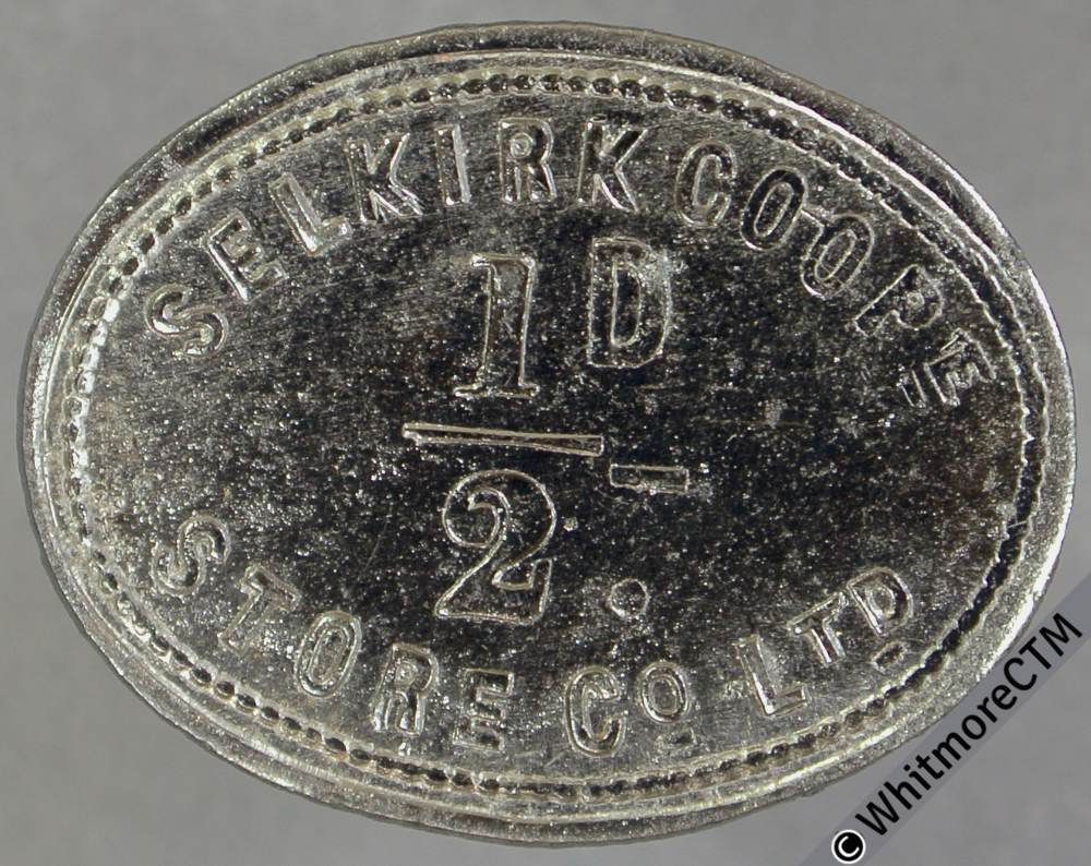 Co-Operative Society token Selkirk Store 25x20mm ½d  Same both sides.
