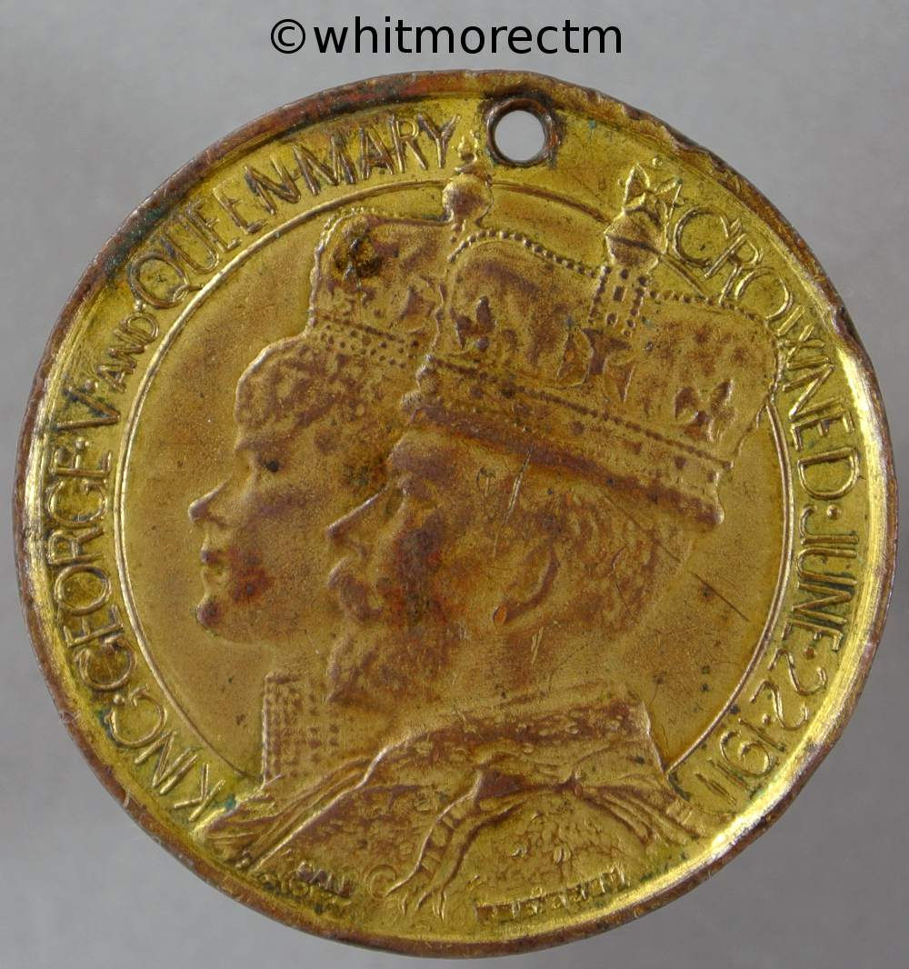 North East Devon 1911 George V Coronation Medal 32mm By Sale. Gilt bronze