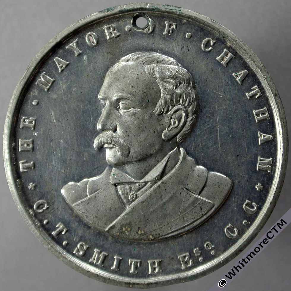 Thumbnail: Chatham 1890 Commemorate Incorporation Medal 39mm  White metal. Pierced