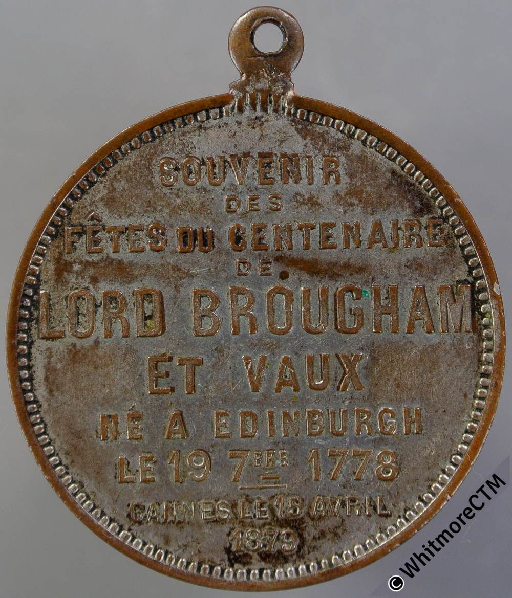 1879 France / Britain Centenary of Lord Brougham Medal 32mm By Massonne