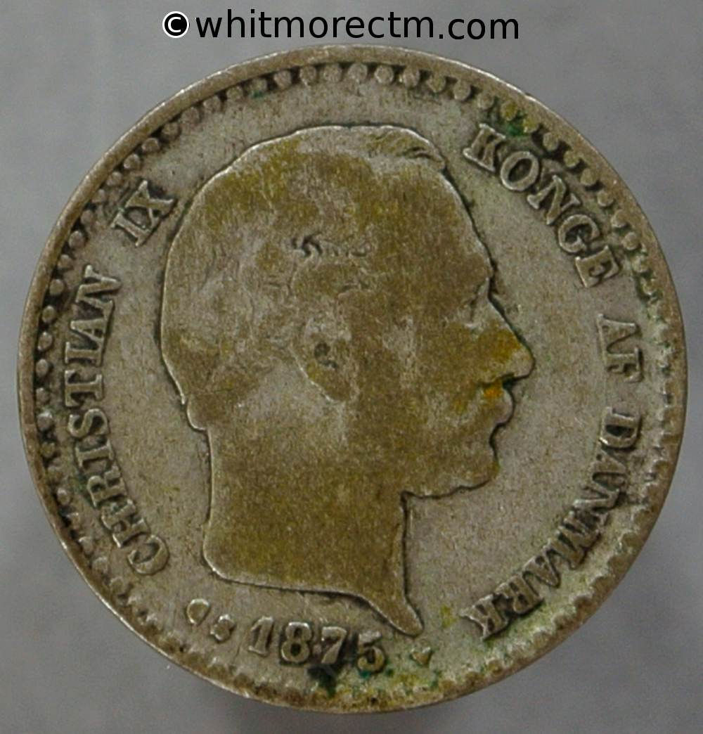 1875 Denmark Y11 10 Ǿre coin