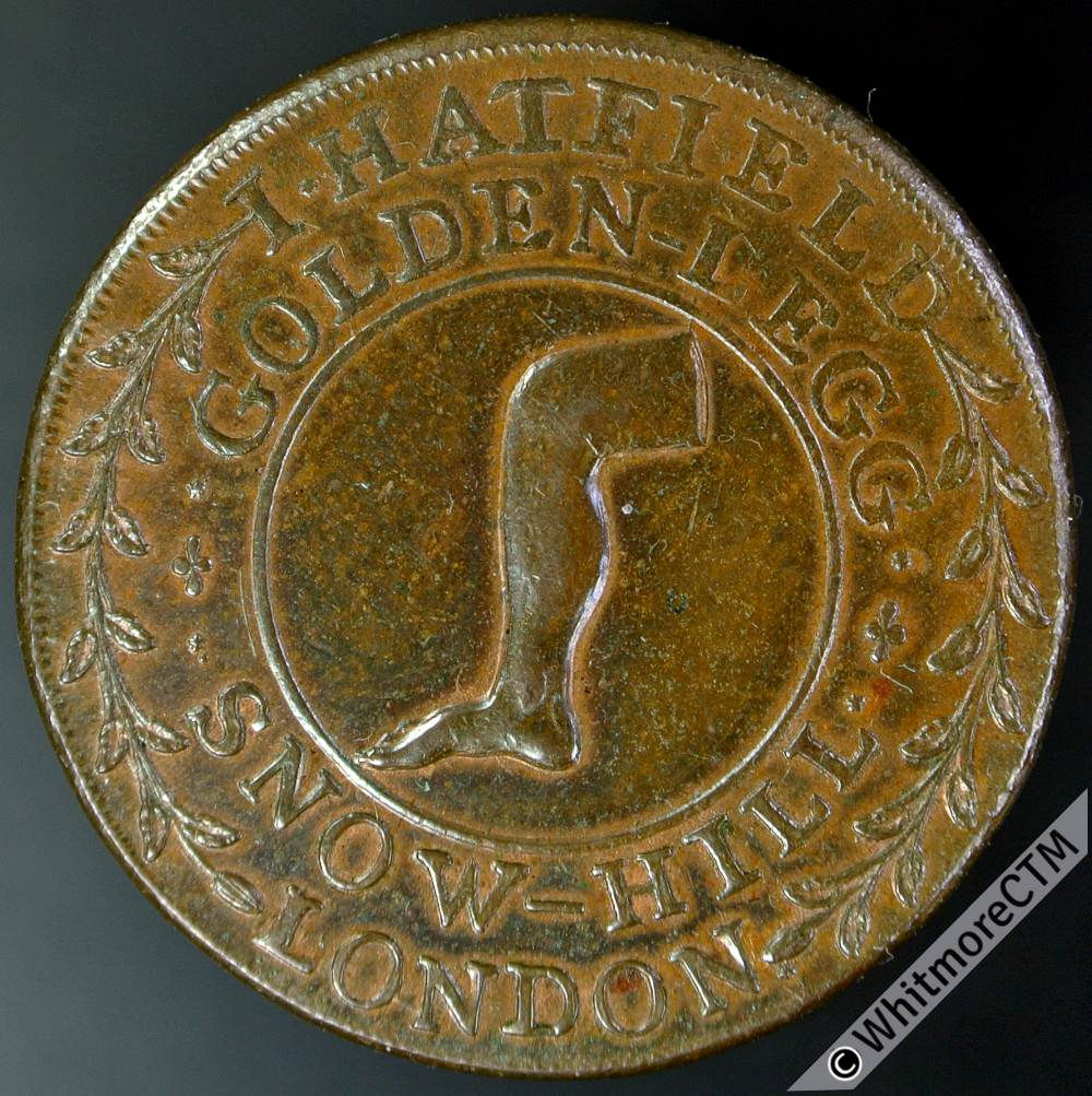 18th Century Halfpenny Middlesex 323 Hatfield. Golden Leg - Boot & Shoe