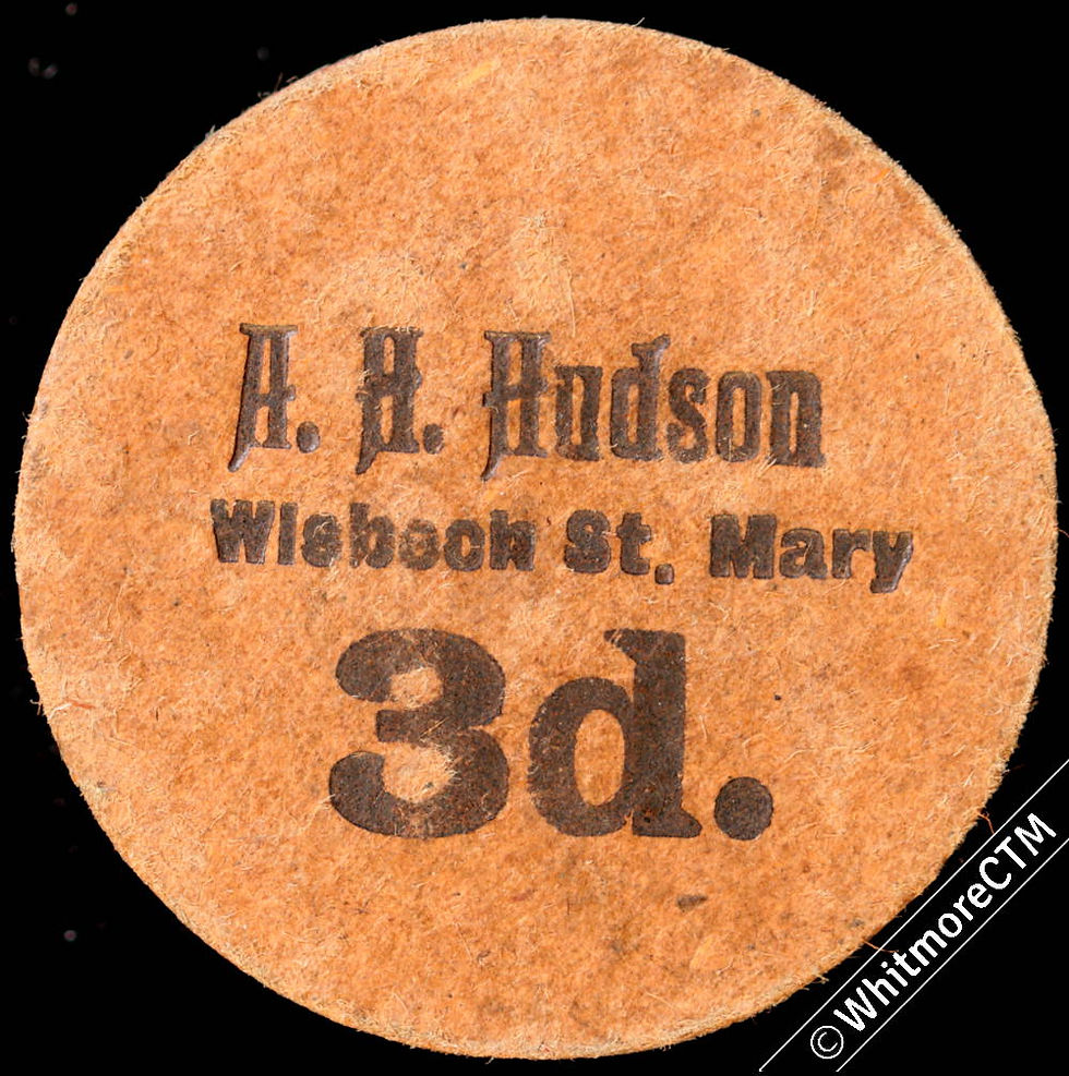 Thumbnail: Wisbech St Mary (Cambs) A.H.Hudson Pickers Ticket Token 2d, 3d & 6d Cardboard