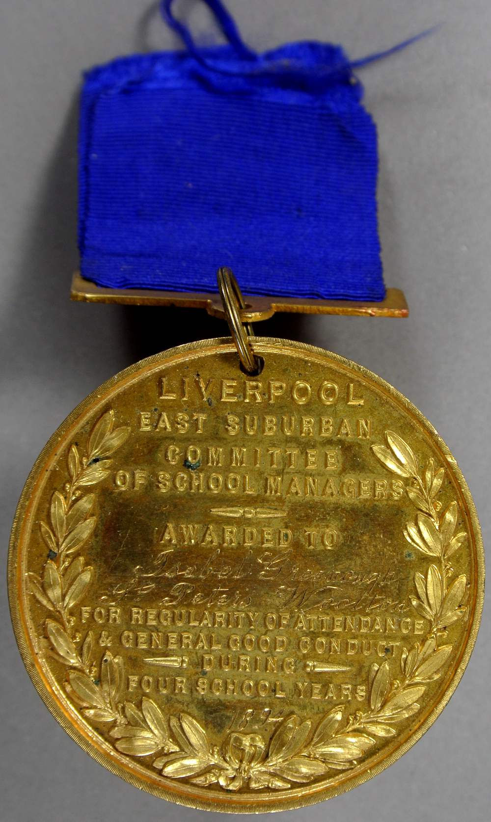 Liverpool 1890's St.Peter's Woolton attendance Medal Set of 3 45mm