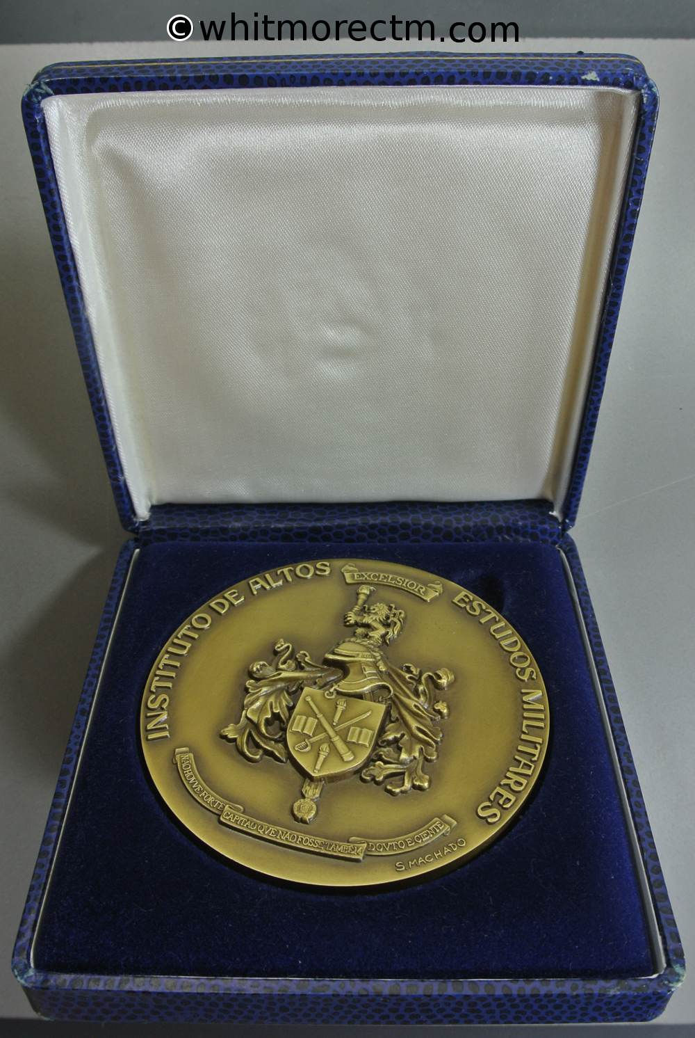 1993 Ecuador / Portugal Instituto de Altos Estudos Militares Medal 80mm Bronze in case