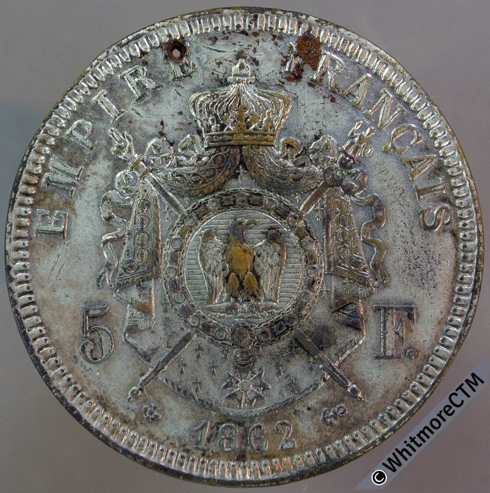 France Orangina a La Pulpe D'Orange Token 38mm 1862 5 Francs (Y32) White Metal