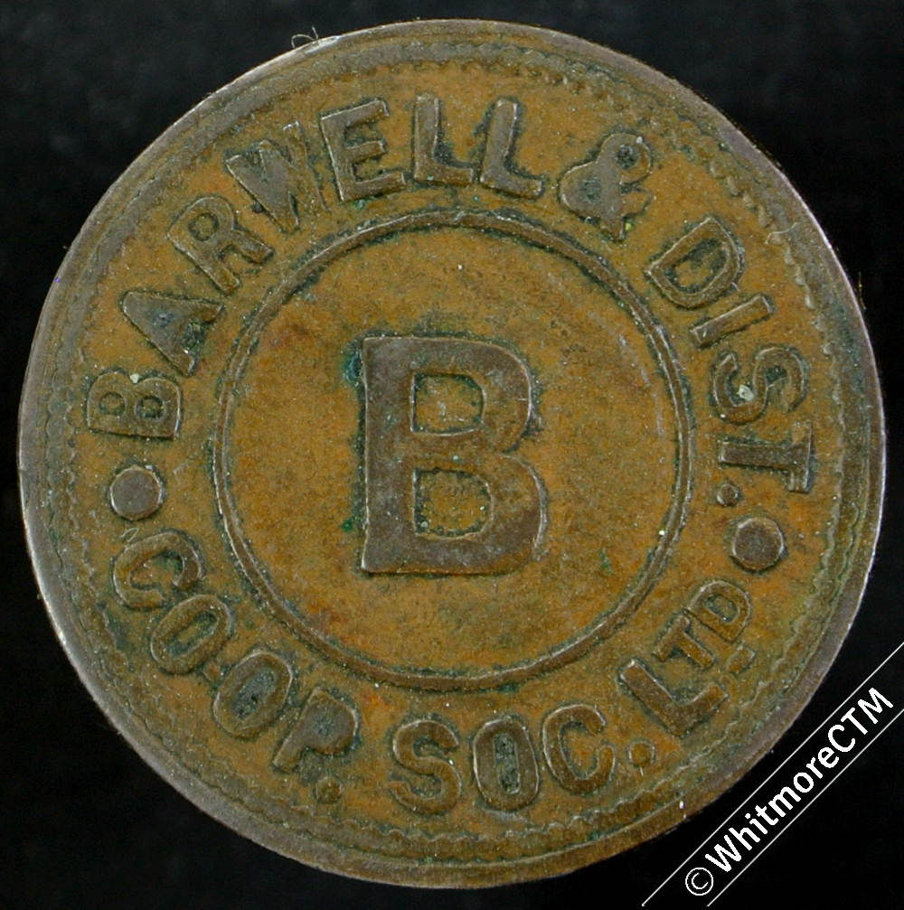 Co-Operative Society Token Barwell & District - 25mm B - both sides  Bronze