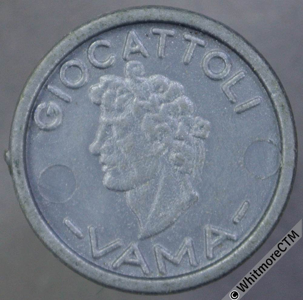 Italy Giocattoli Vama 5 over 1977, silver colour plastic 19mm, Rogers sect 272