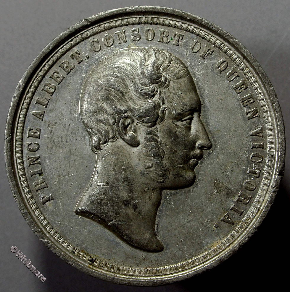 1851 Prince Albert - Crystal Palace Medal 52mm By Allen & Moore. White metal