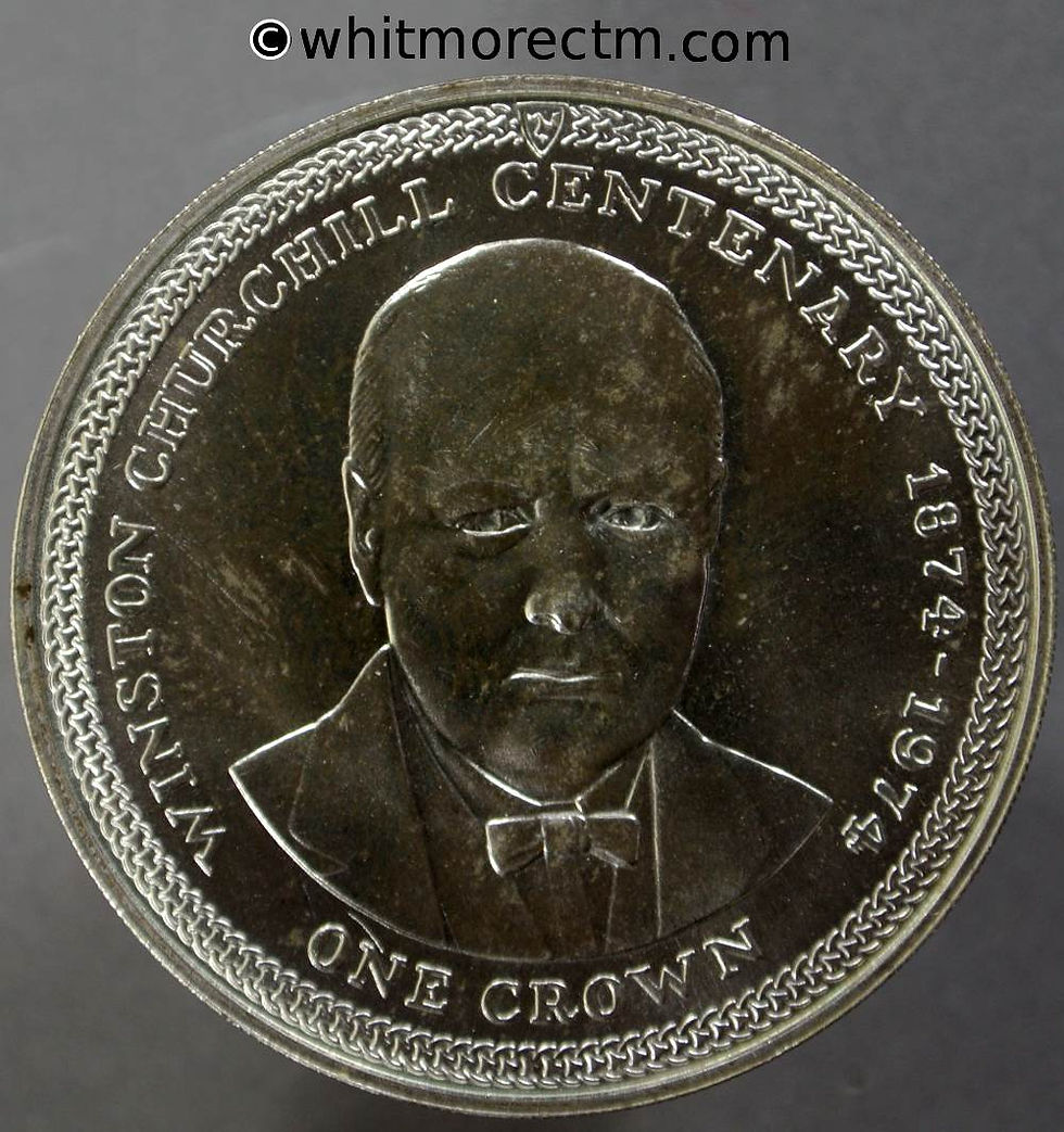 1974 Isle of Man Y13 Winston Churchill - One Crown rev