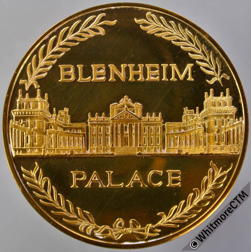 Blenheim View of Palace Medal 38mm Ducal Arms. in Gilt Bronze