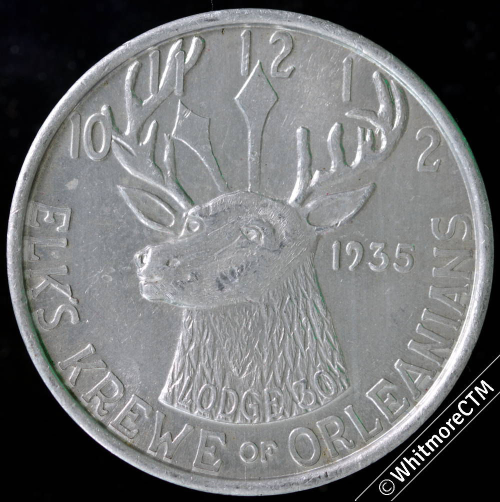 1966 New Orleans Elks Lodge Medal 39mm Mardi Gras, St Louis Basilica, aluminium