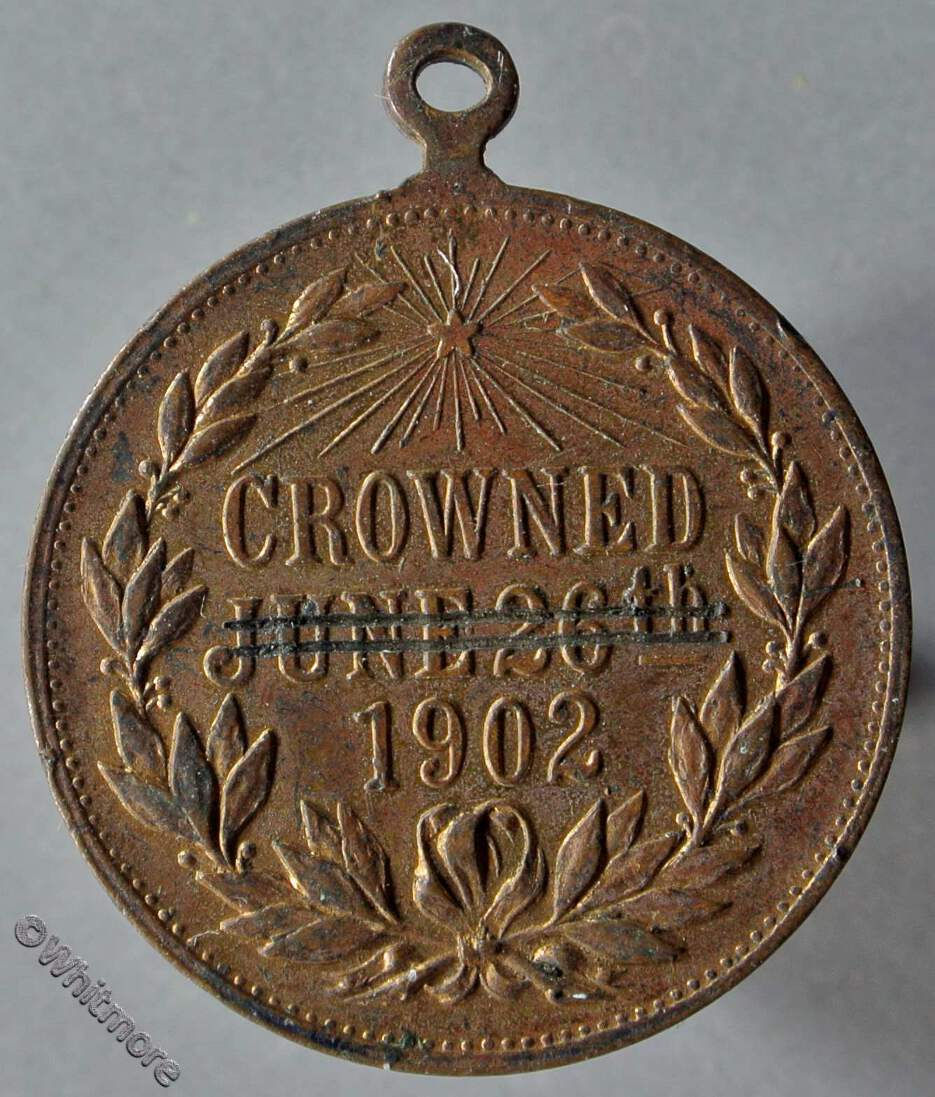 Thumbnail: 1902 Coronation Edward VII & Alexandria medal 28mm brass with suspender