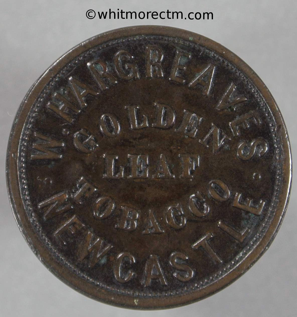 Unofficial Farthing Newcastle-under-Lyme 3740 W.Hargreaves.  Golden Leaf Tobacco